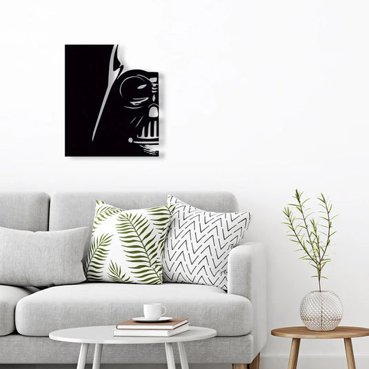 Cuadro decorativo de Darth Vader en aluminio recortado cristal, ideal para salones modernos