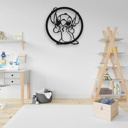 Cuadro decorativo de Stitch en aluminio recortado para habitación infantil