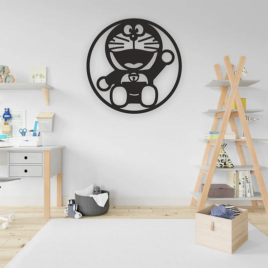 Cuadro decorativo de Doraemon en aluminio recortado cristal, diseño moderno y nostálgico ideal para fans del anime japonés