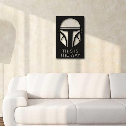 Casco mandalorian para pared con frase This is The way