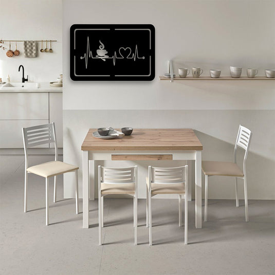 Cuadro pared metal café y latido de corazón - Ideal Para Decorar