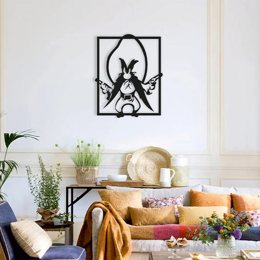 Cuadro decorativo de Yosemite Sam de Looney Tunes en aluminio recortado cristal, estilo retro y divertido para salones o habitaciones