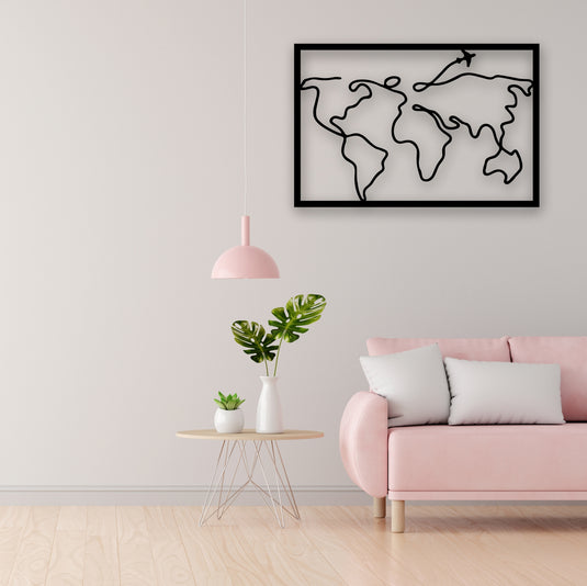Cuadro decorativo mundo mapa con avión - Ideal Para Decorar