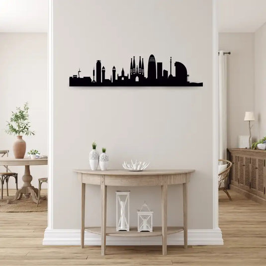 Skyline de Barcelona colgado en la pared de una habitación | Ideal Para Decorar