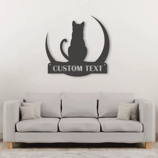 Cuadro de Gato sobre una luna - decoración de pared