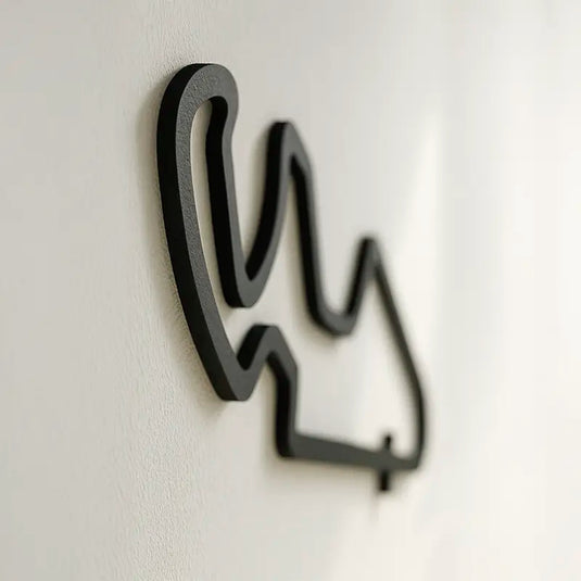 Vista en perspectiva de réplica en madera DM del Circuito de moto GP motorland de Aragón