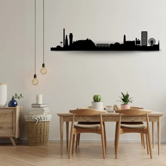 Skyline de Madera colgado en la pared de una habitación | Ideal Para Decorar